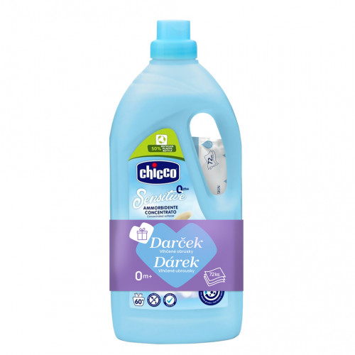CHICCO Aviváž koncentrovaná Sladký Pudr 1,5 l, 60 praní + vlhčené ubrousky 72 ks zdarma CHICCO Aviváž koncentrovaná Sladký Pudr 1,5 l, 60 praní + vlhčené ubrousky 72 ks zdarma