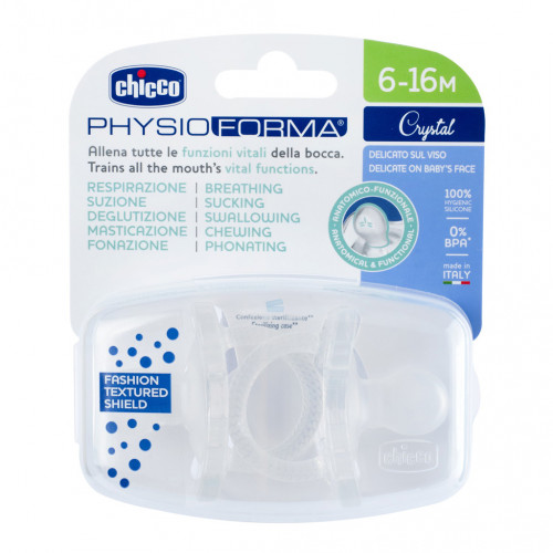 CHICCO Cumlík Physio Luxe celosilikónový 6-12m crystal 2 ks CHICCO Cumlík Physio Luxe celosilikónový 6-12m crystal 2 ks