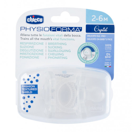 CHICCO Cumlík Physio Luxe celosilikónový 2-6m crystal 2 ks CHICCO Cumlík Physio Luxe celosilikónový 2-6m crystal 2 ks