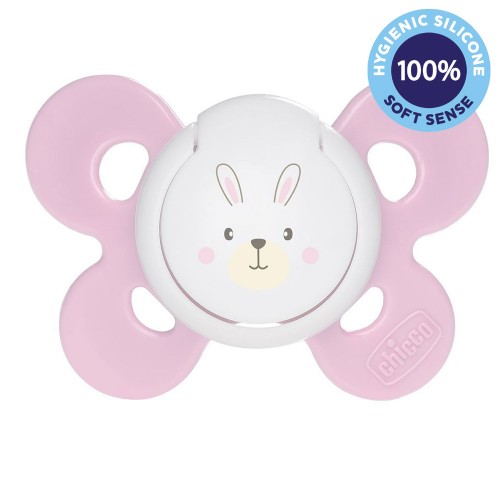CHICCO Cumlík Physio Comfort silikónový dievča - zajačik 1 ks, 0-6 m CHICCO Cumlík Physio Comfort silikónový dievča - zajačik 1 ks, 0-6 m