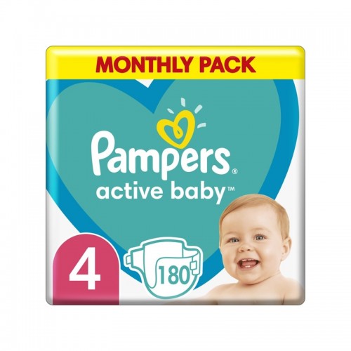 PAMPERS Active Baby 4 (9-14 kg) 180 ks Maxi měsíční balení - jednorázové plienky