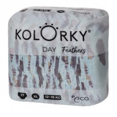 KOLORKY DAY - peří - XL (12-16 kg) - 17 ks - jednorázové eko plenky