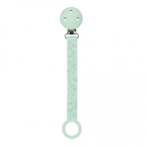 NATTOU Klip na cumlík silikón s potlačou mint green NATTOU Klip na cumlík silikón s potlačou mint green