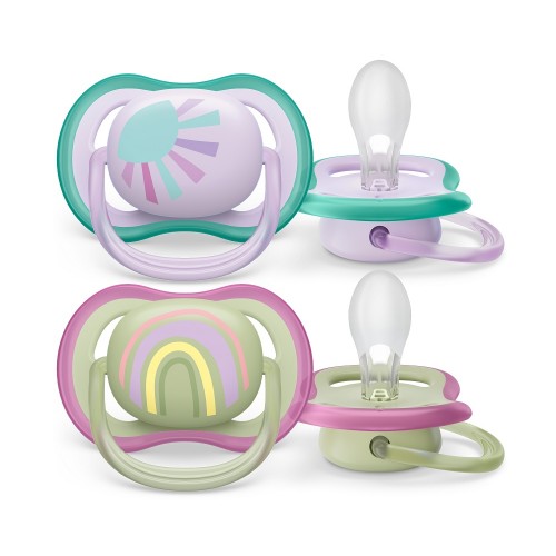 Philips AVENT Cumlík Ultra air obrázok 0-6m dievča (dúha) 2ks Philips AVENT Cumlík Ultra air obrázok 0-6m dievča (dúha) 2ks