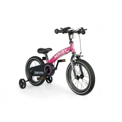 QPLAY Bicykel Miniby 3v1 Pink, vek 2 - 8 rokov