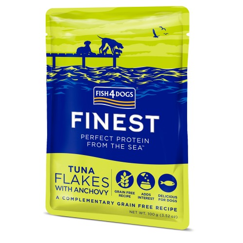 FISH4DOGS Kapsička pre psov Finest tuniakové kúsky s ančovičkami 100g