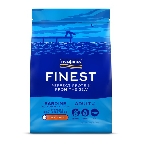 FISH4DOGS Granule malé pre dospelých psov Finest sardínka so sladkými zemiakmi 1,5kg, 1+