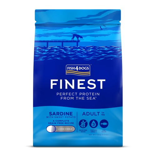 FISH4DOGS Granule veľké pre dospelých psov Finest sardínka so sladkými zemiakmi 1,5kg, 1+