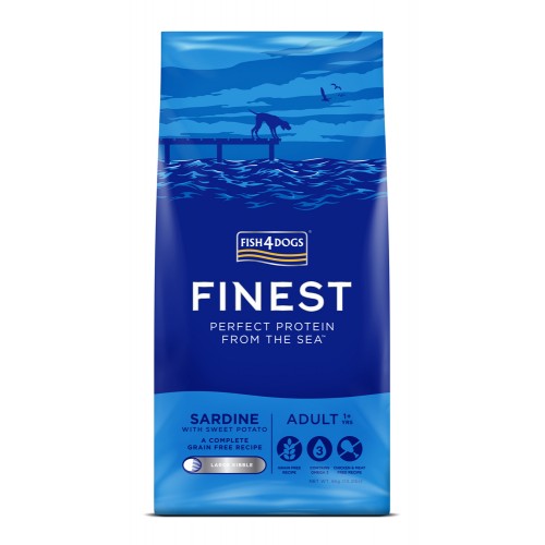 FISH4DOGS Granule veľké pre dospelých psov Finest sardínka so sladkými zemiakmi 6kg, 1+