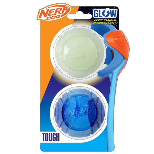 NERF DOG Darčekový set - svietiaca loptička Lightning 6,5 a Sonic loptička s vôňou arašidového masla