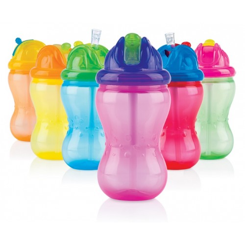 Hrnček netečúci s mäkkou sklápacou slamkou a regulovateľným prietokom 360ml, 12m+