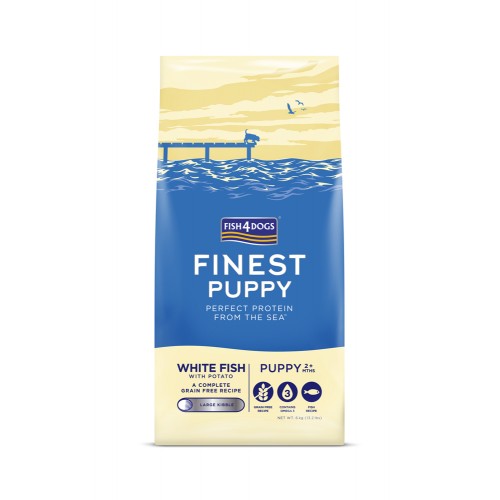 FISH4DOGS Granule veľké pre šteniatka Finest biela ryba so zemiakmi 6kg, 2m+