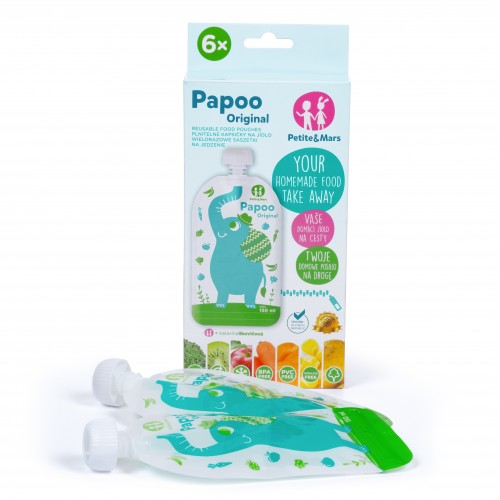 Kapsička na jedlo Papoo Original Elephant 6 ks