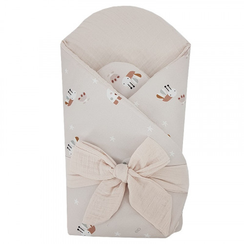 EKO Zavinovačka mušelínová s kokosovou vyberateľnou vložkou Bees Muselin Beige 75x75 cm