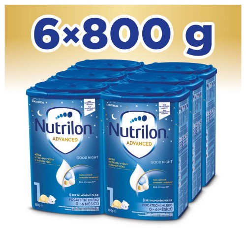 6x NUTRILON 1 Advanced Good Night počáteční kojenecké mléko od narození 800 g