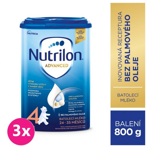 3x NUTRILON 4 Batolecí mléko 800 g, 24+