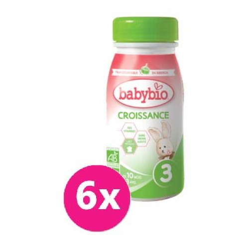 6x BABYBIO Croissance 3 tekuté dojčenské bio mlieko (0,25 l)