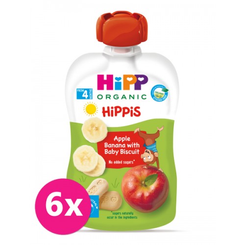 6x HiPP BIO Jablko-Banán-Baby sušienky od uk. 4.-6 mesiaca
