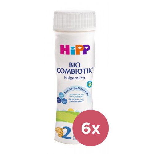 6x HiPP 2 BIO Combiotik® Následná tekutá mliečna dojčenská výživa od uk. 6. mesiaca, 200 ml