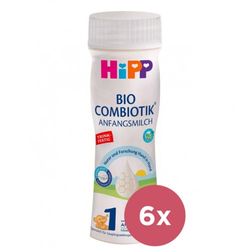 6x HiPP 1 BIO Combiotik® Počiatočná tekutá mliečna dojčenská výživa od narodenia, 200 ml