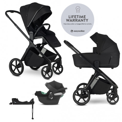 EASYWALKER Kočík kombinovaný Zoey Pure Black + CBX By CYBEX Aton B2 i-Size + základňa EASYWALKER Kočík kombinovaný Zoey Pure Black + CBX By CYBEX Aton B2 i-Size + základňa