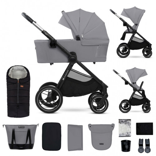 KINDERKRAFT Kočík kombinovaný Nea 2 2v1 Platinum Grey + Fusak 3v1 Jibot Horizontal Ink Black KINDERKRAFT Kočík kombinovaný Nea 2 2v1 Platinum Grey + Fusak 3v1 Jibot Horizontal Ink Black