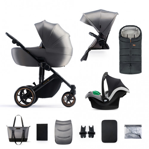 KINDERKRAFT SELECT Kočík kombinovaný 3v1 Prime 2 Shadow Grey, Premium + Fusak Jibot Charcoal Grey KINDERKRAFT SELECT Kočík kombinovaný 3v1 Prime 2 Shadow Grey, Premium + Fusak Jibot Charcoal Grey